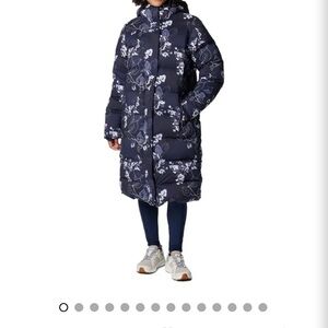 columbia boundless days print long down jacket